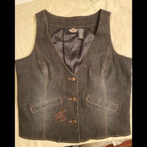 Harley Davidson black denim vest